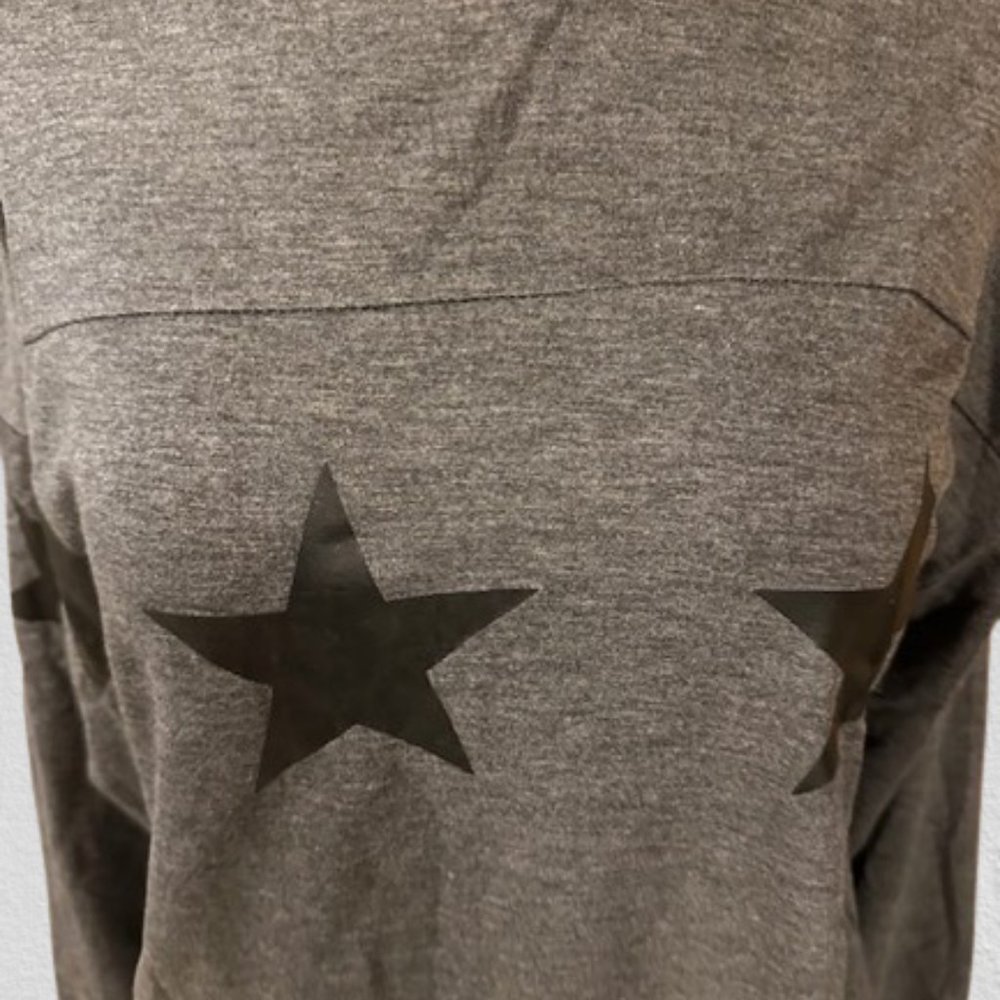 Hippie Chic Grey with Stars Crew Neck Sweatshirt 4261 NWT Boutique - Picture 4 of 10